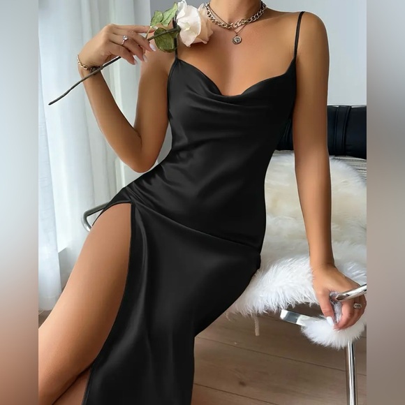 Sliky Solid Night Dress Vocation Spaghetti Strap Sleep Dress Women's Sleepwear - Picture 1 of 4